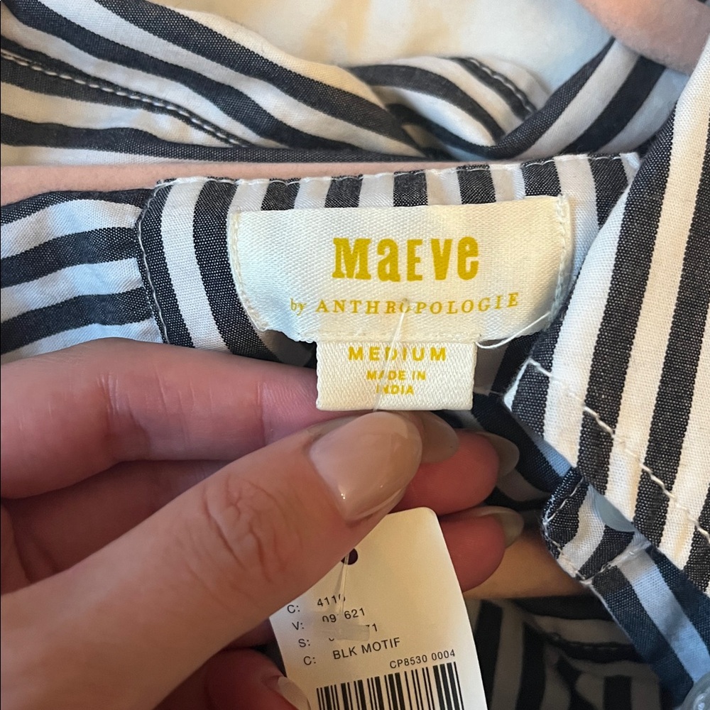 Anthropologie Maeve Black and White Striped Blouse - Picture 5 of 5